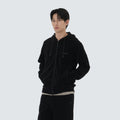 코듀로이 후드 집업 Black