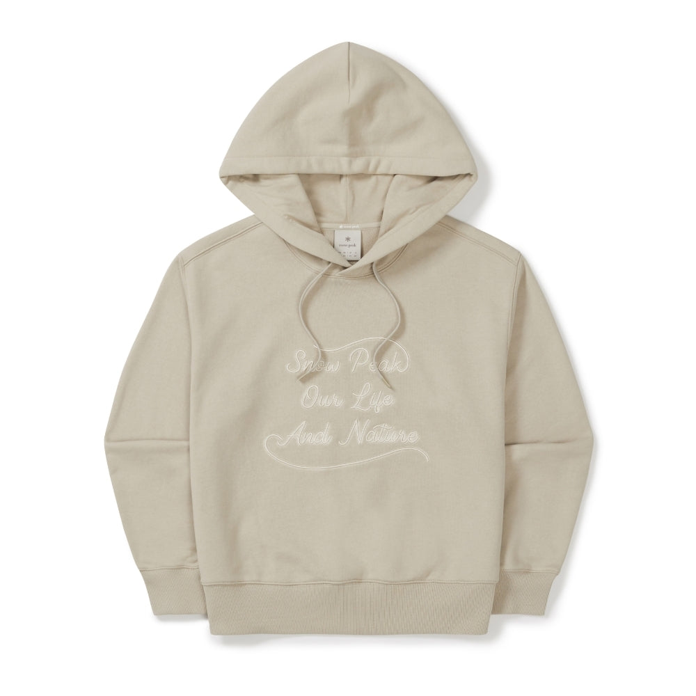 여성 레터링 세미크롭 후드 티셔츠 Beige