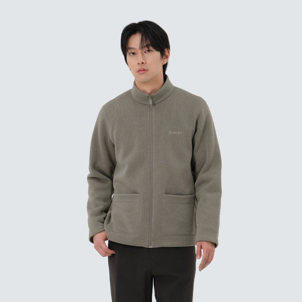 니트 스탠드넥 가디건 Warm Gray