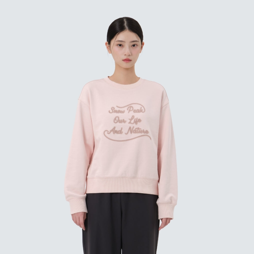 여성 레터링 세미크롭 맨투맨 Light Pink