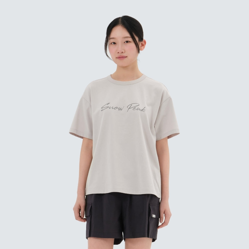 에어로쿨 여성 레터링 반팔 티셔츠 Sand Beige