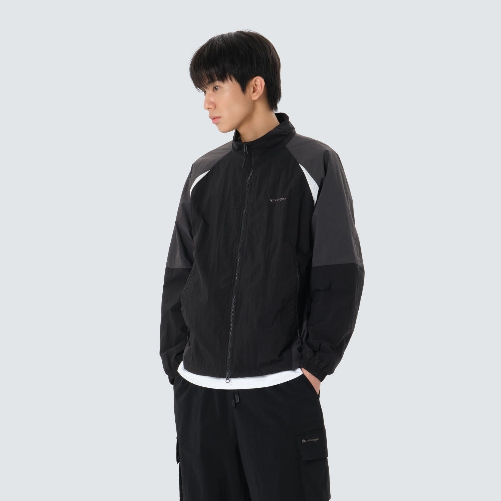 경량 타슬란 컬러블럭 스탠드넥 바람막이 Dark Charcoal