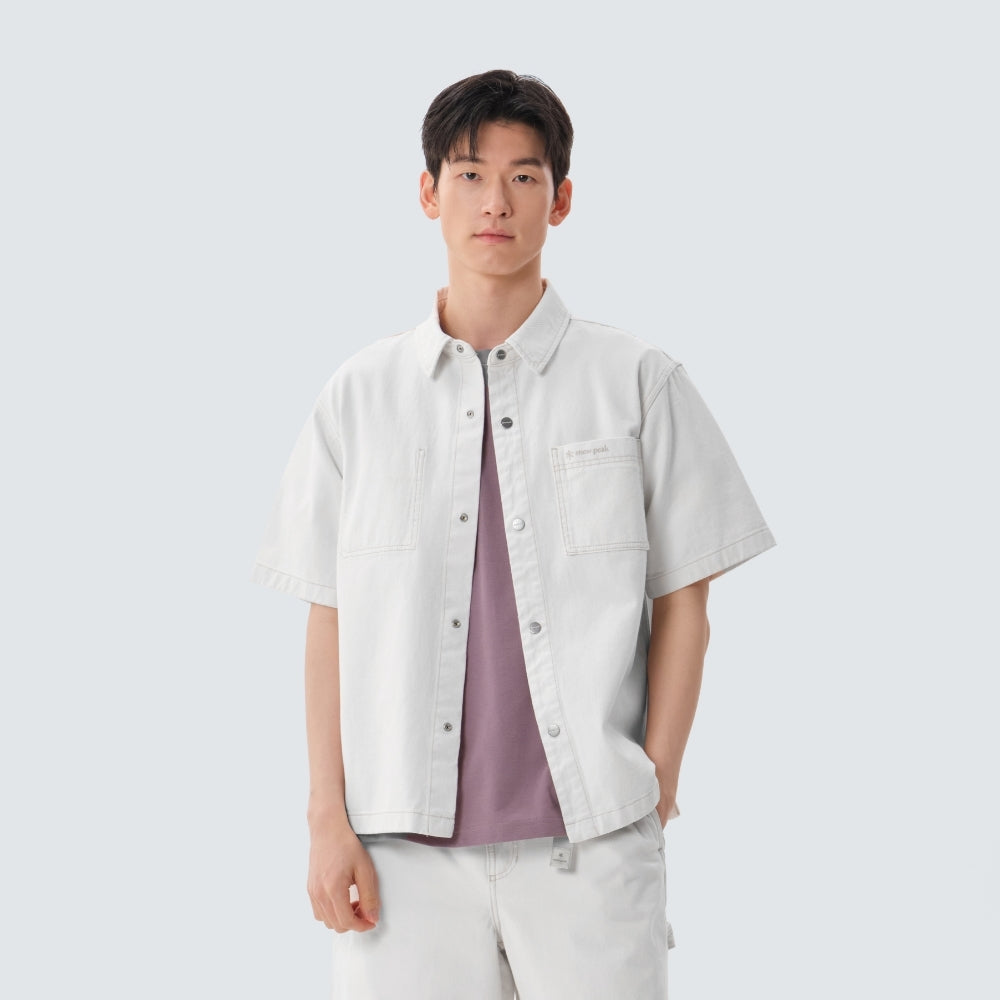 데님 반팔 셔츠 Ivory