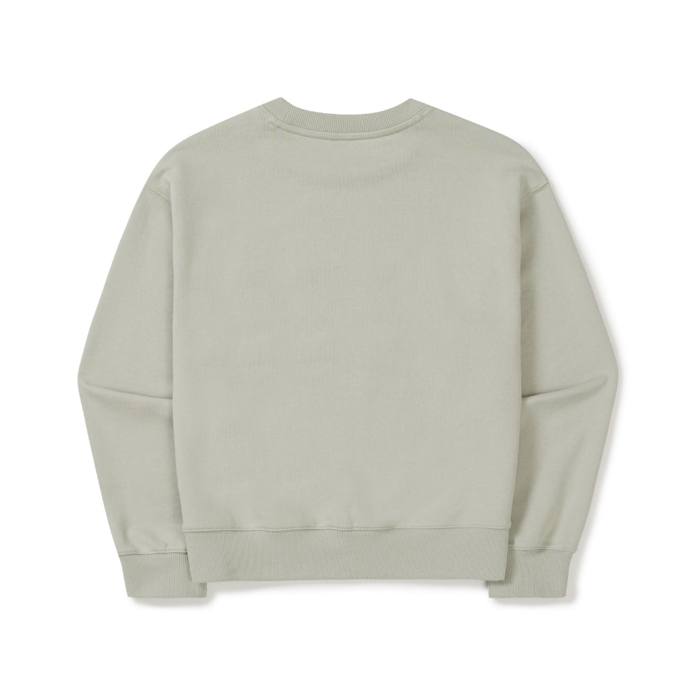 여성 레터링 세미크롭 맨투맨 Mint Khaki