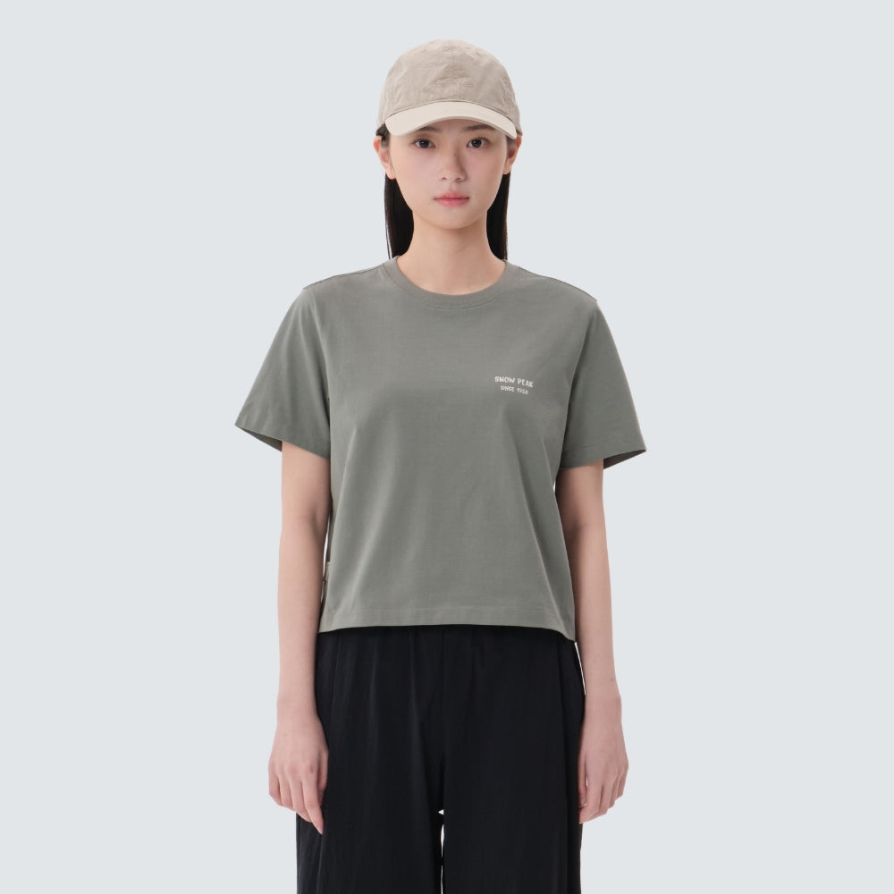 코튼 여성 크롭 반팔 티셔츠 Light Khaki