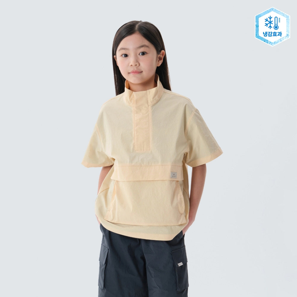 키즈 냉감 루트 스탠드넥 반팔 아노락 Light Yellow