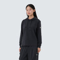 베이직 여성 세미크롭 후드 티셔츠 Dark Charcoal