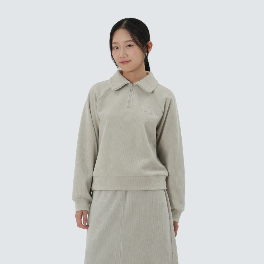 코듀로이 여성 반집업 맨투맨 Light Beige