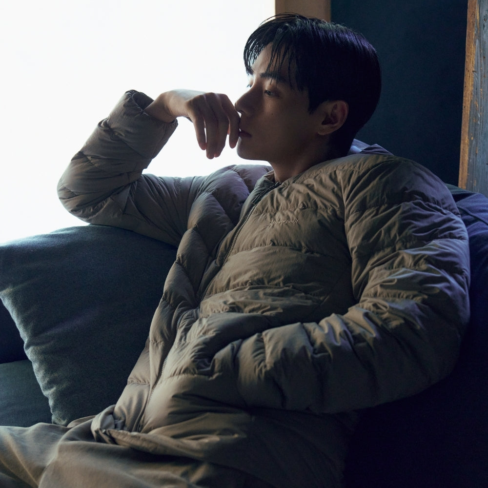 에어리 라운드넥 경량 다운 자켓 Tan Gray