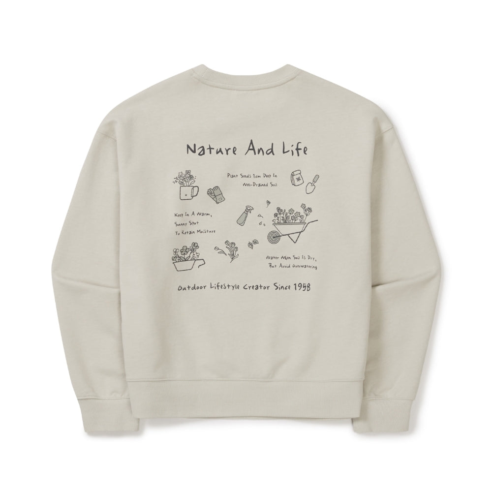 여성 가드닝 그래픽 세미크롭 맨투맨 Light Beige