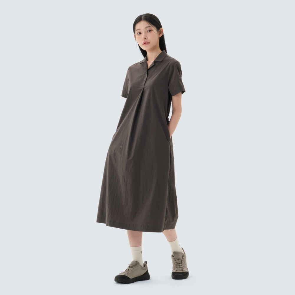 루트 카라 원피스 Chocolate Khaki