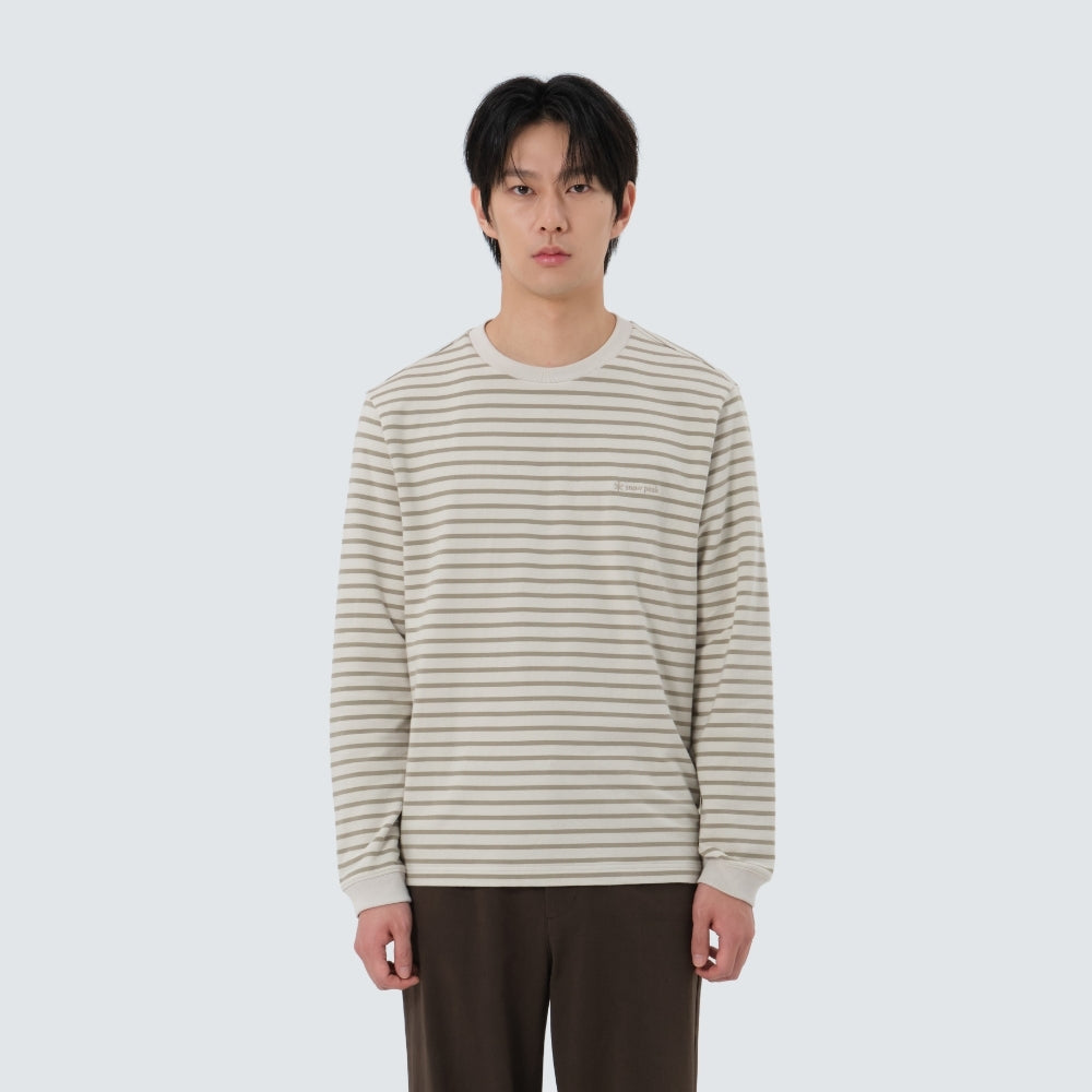 스트라이프 긴팔 티셔츠 Olive