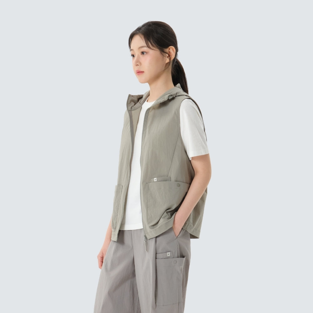 루트 여성 후드 베스트 Khaki Gray