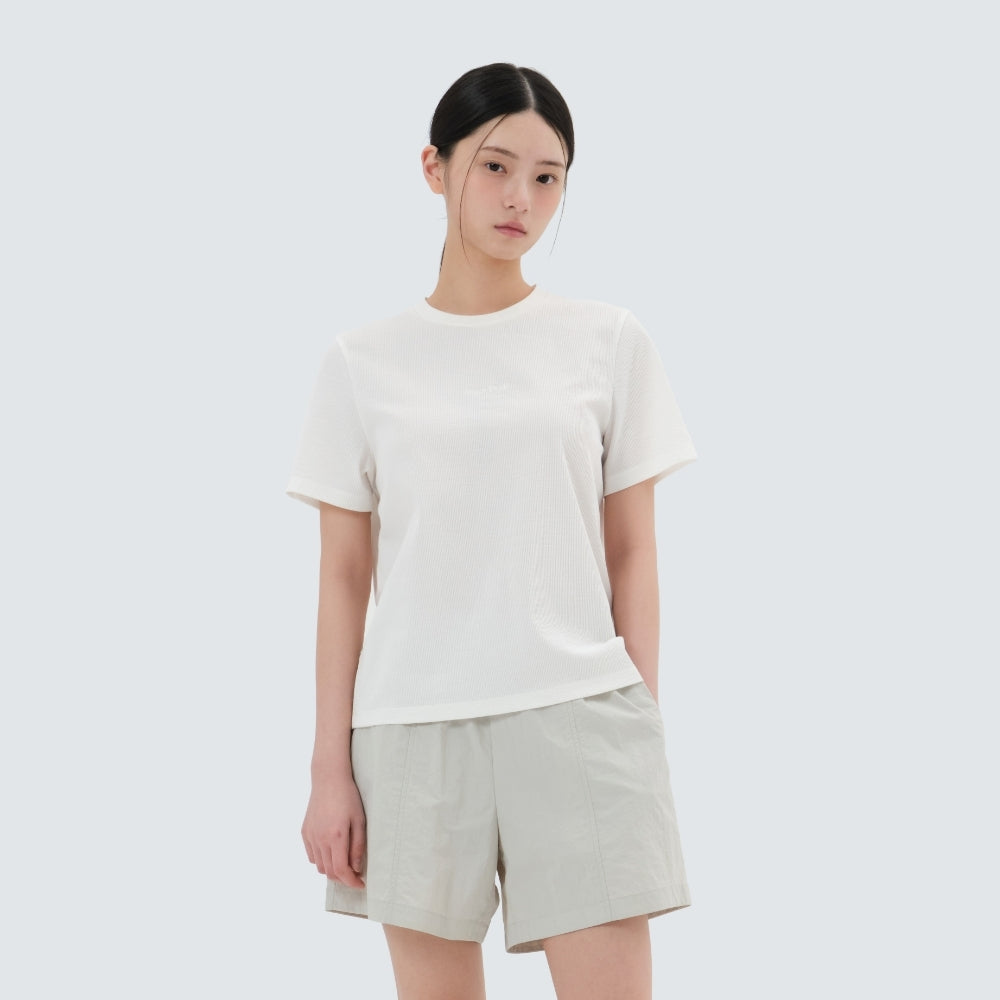 골지 여성 레귤러핏 반팔 티셔츠 Off White