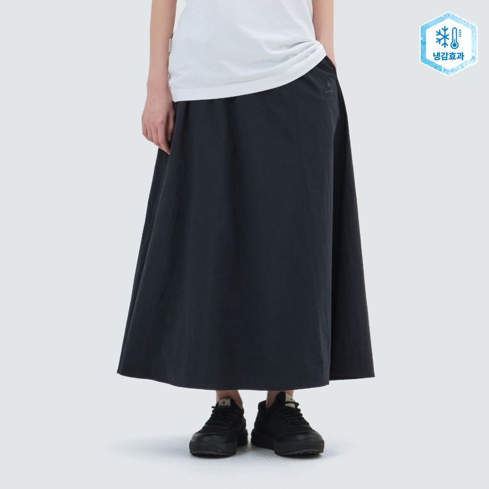 냉감 루트 플레어 롱스커트 Navy