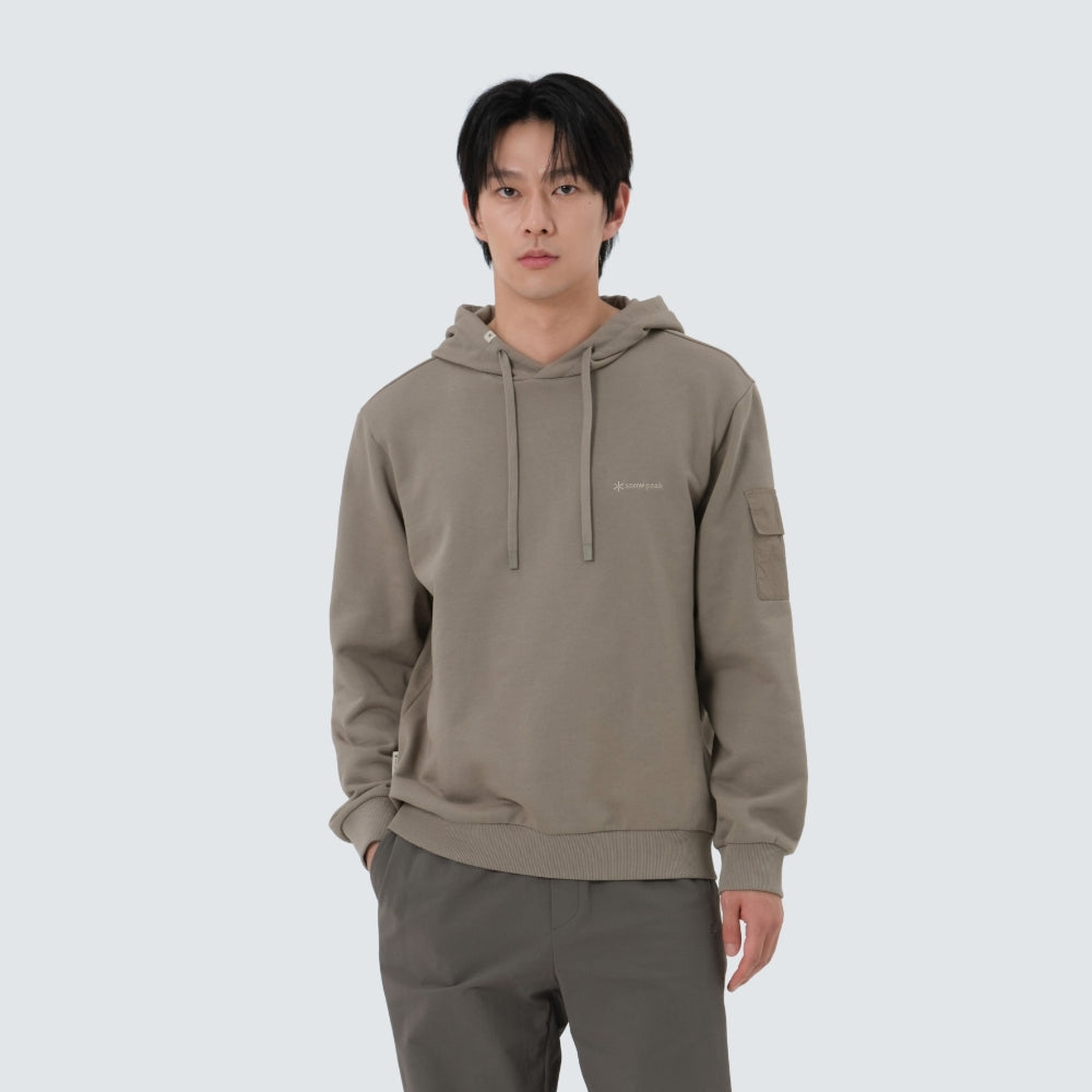 랜드 포켓 후드 티셔츠 Beige Gray