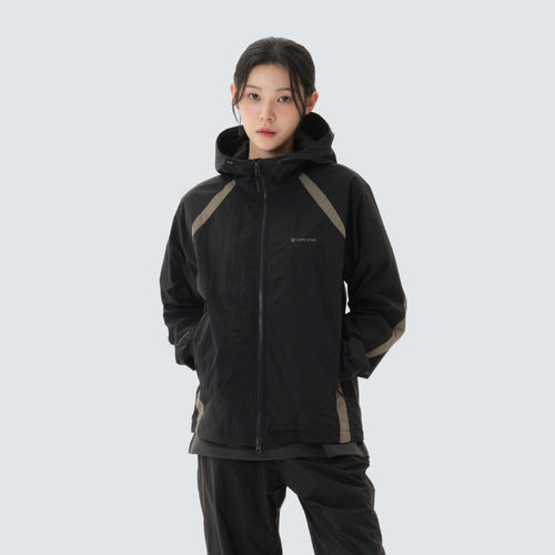 경량 타슬란 컬러블럭 후드 바람막이 Dark Charcoal