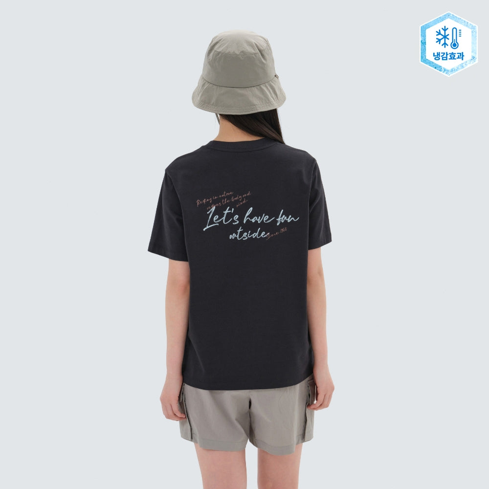 아스킨 여성 레터링 반팔 티셔츠 Dark Navy